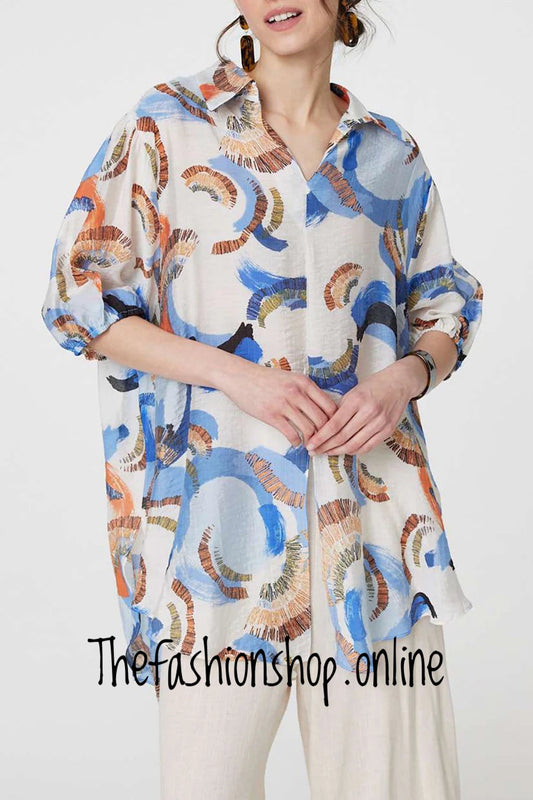 Stella Morgan abstract print oversized blouse sizes 8,10,12,14,16