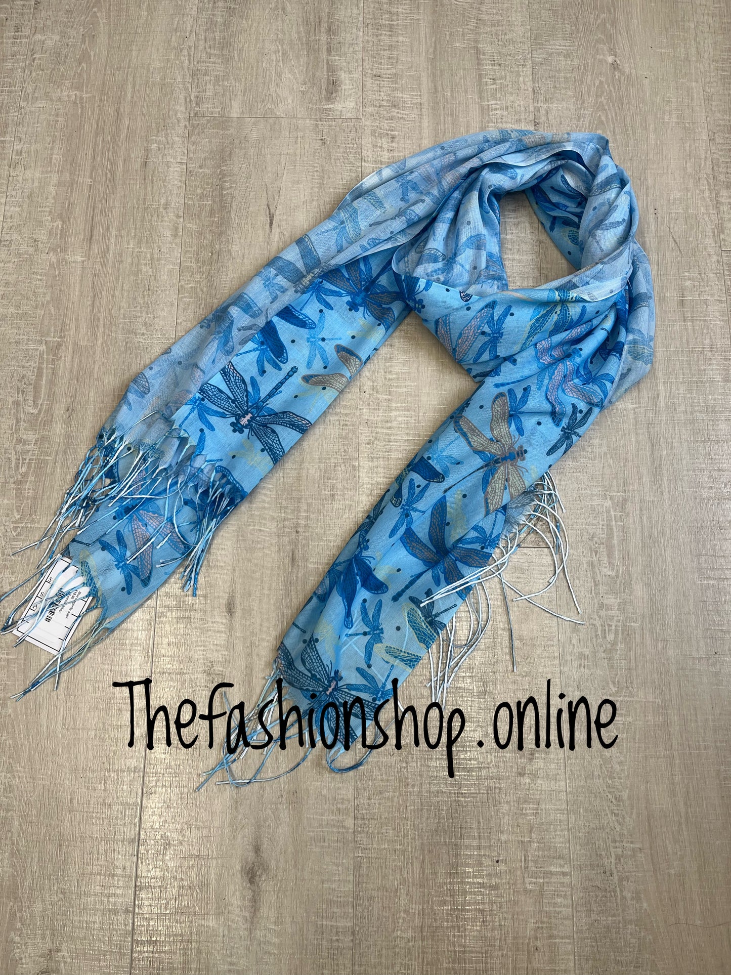 Blue dragonfly scarf