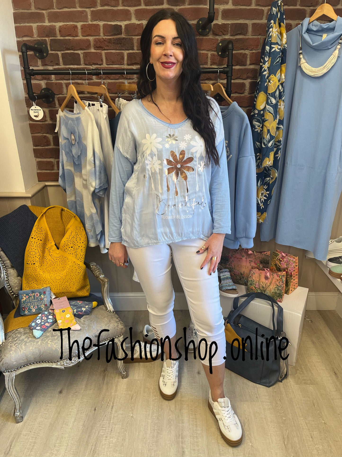 Anita blue flower top 10-16