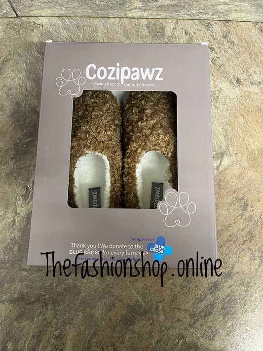 Cozipawz brown faux fur slippers sizes 3-8