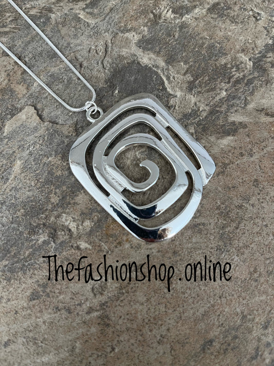 Jess & Lou silver spiral necklace