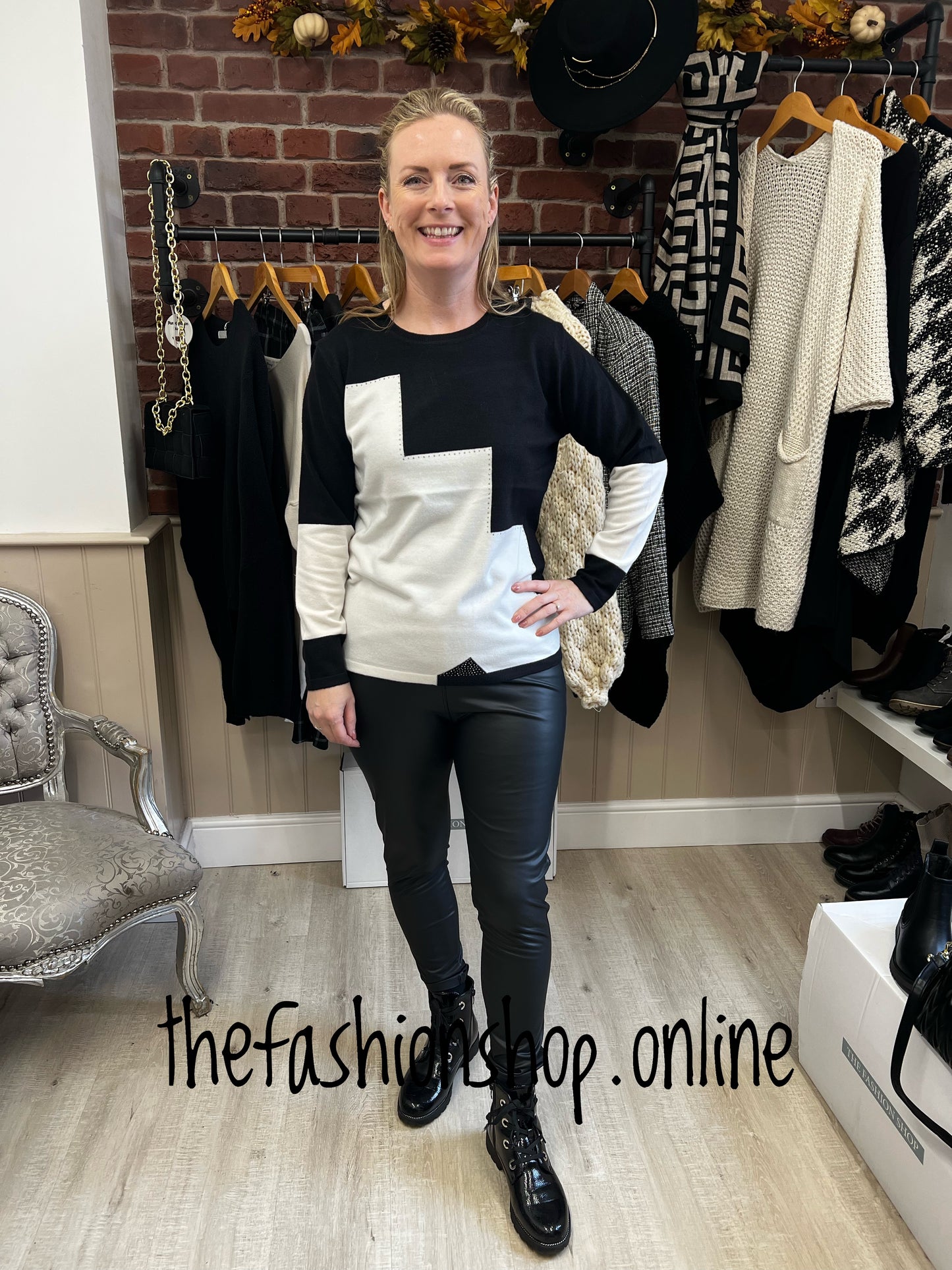 Black and white jumper with diamante sizes 10-16