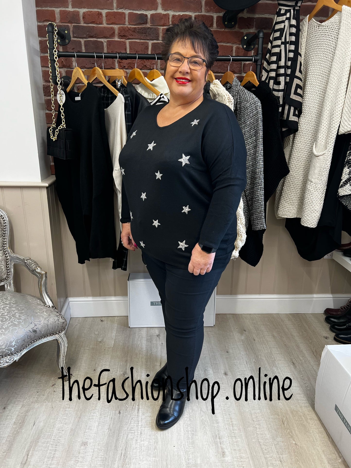 Black encrusted stars jumper 14-22