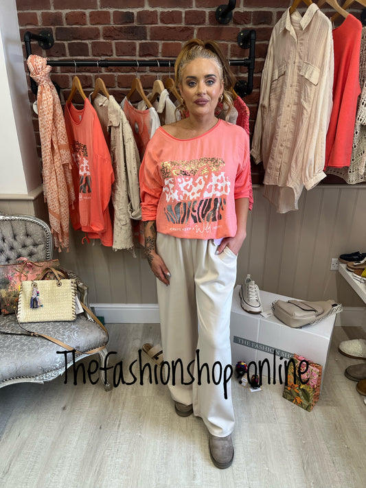 Lizzy beige wide leg trousers 10-16