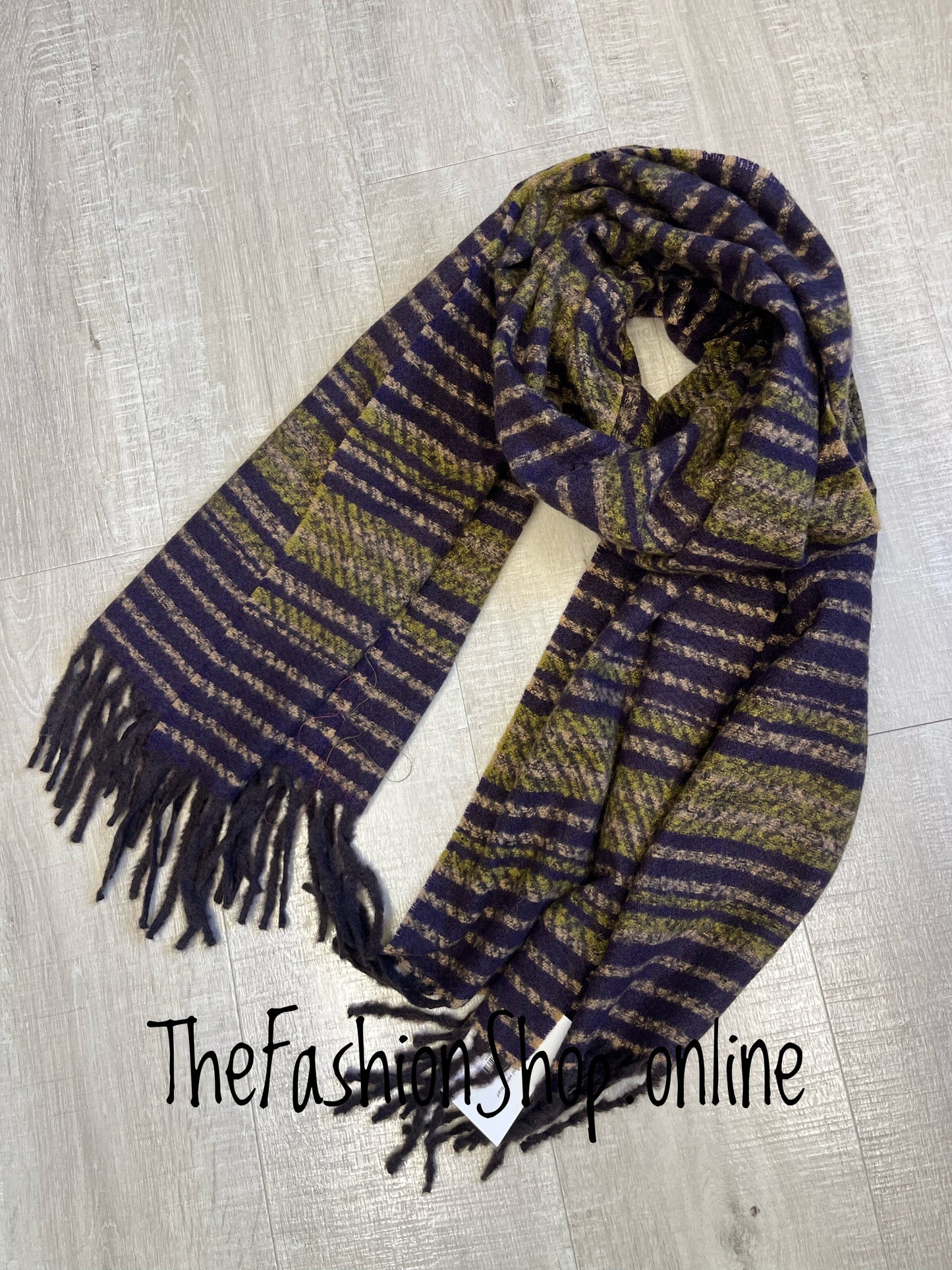 Damson striped winter scarf