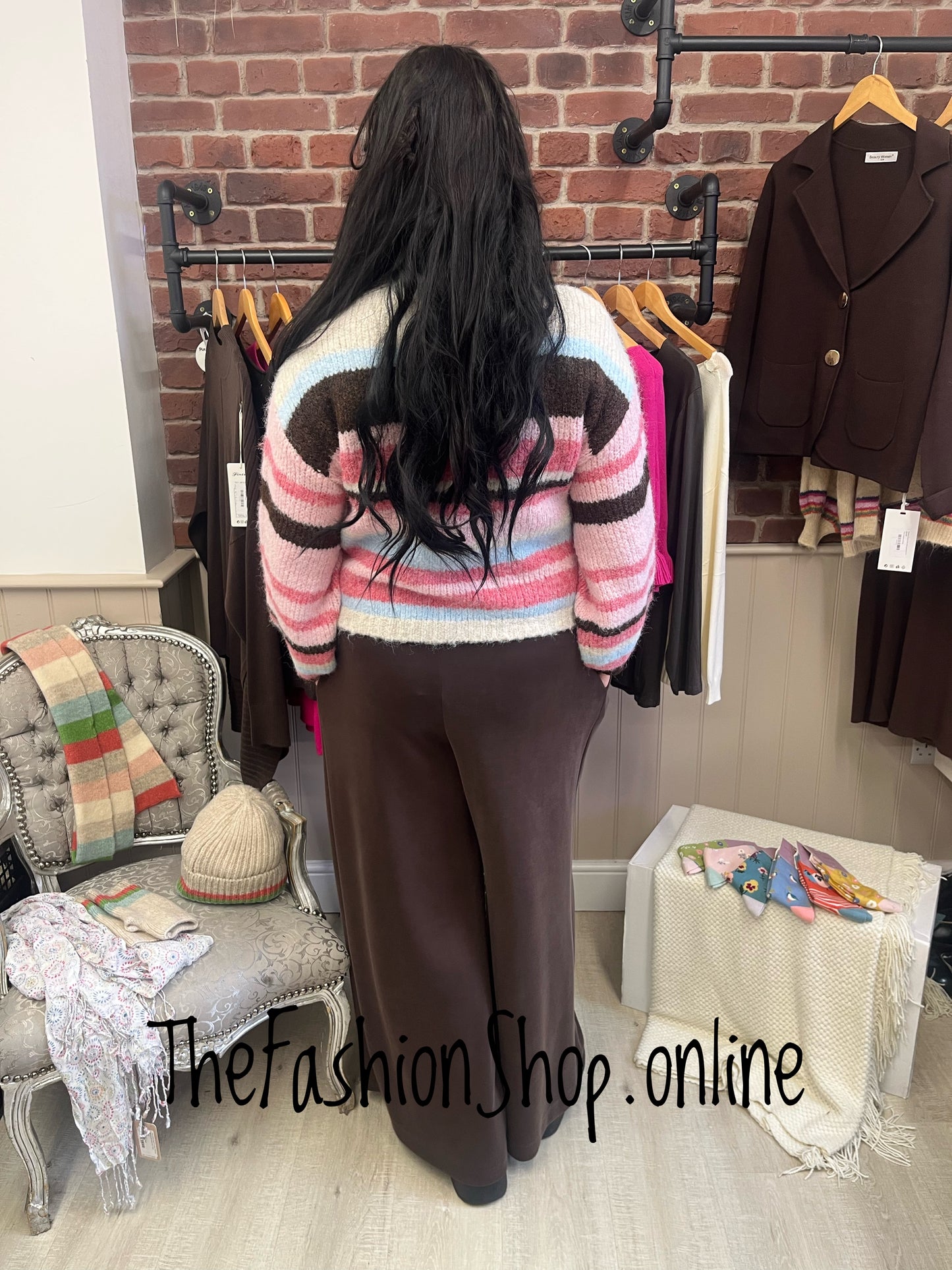 Avril striped wool mix cardigan 10-16