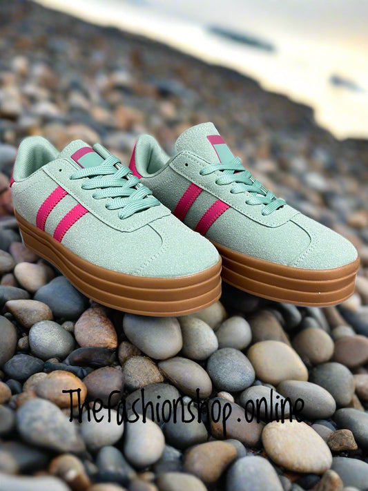 Dolly green and pink platform trainers sizes 3-7.5 (EU 36-41)