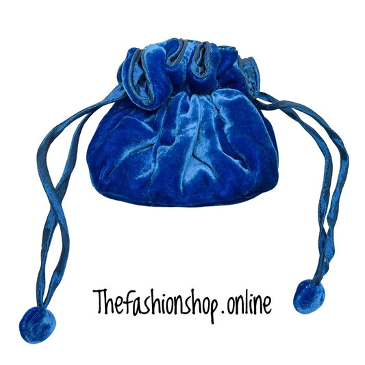 Lua Blue Velvet Draw Pull Pouch