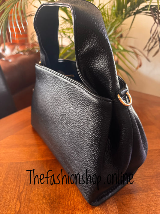 Lily Tote Bag with shoulder strap in Black