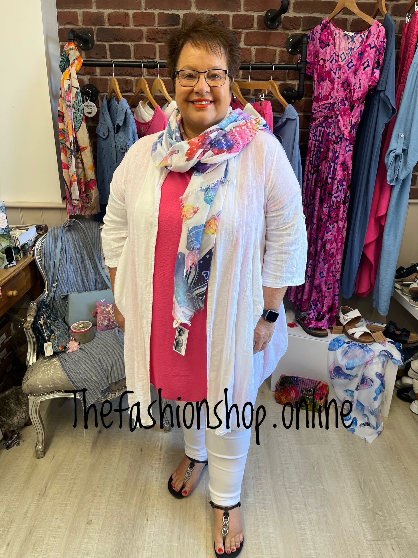 White linen mix jacket 12-22