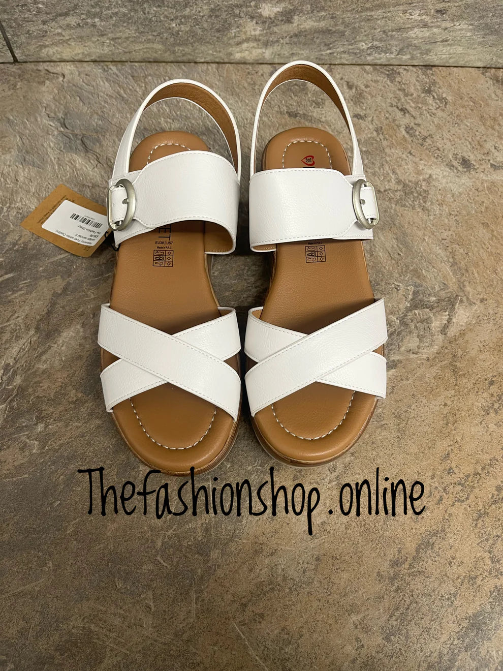 Heavenly Feet white Destiny wedge sandal sizes 4-7 (37-41)