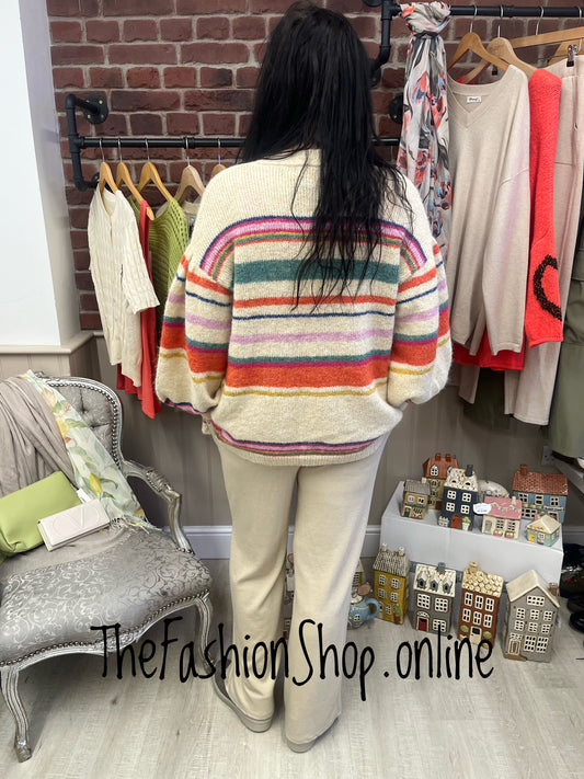 Bethany wool mix striped cardigan sizes 12-14 and 16-18