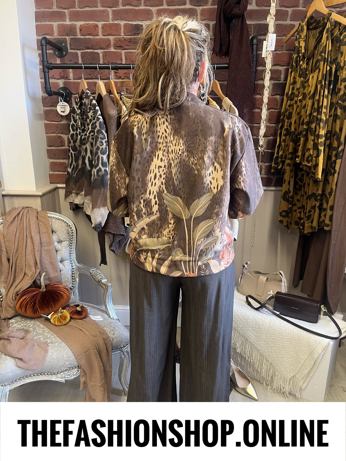 Cindy brown tropical animal print jacket 8-14