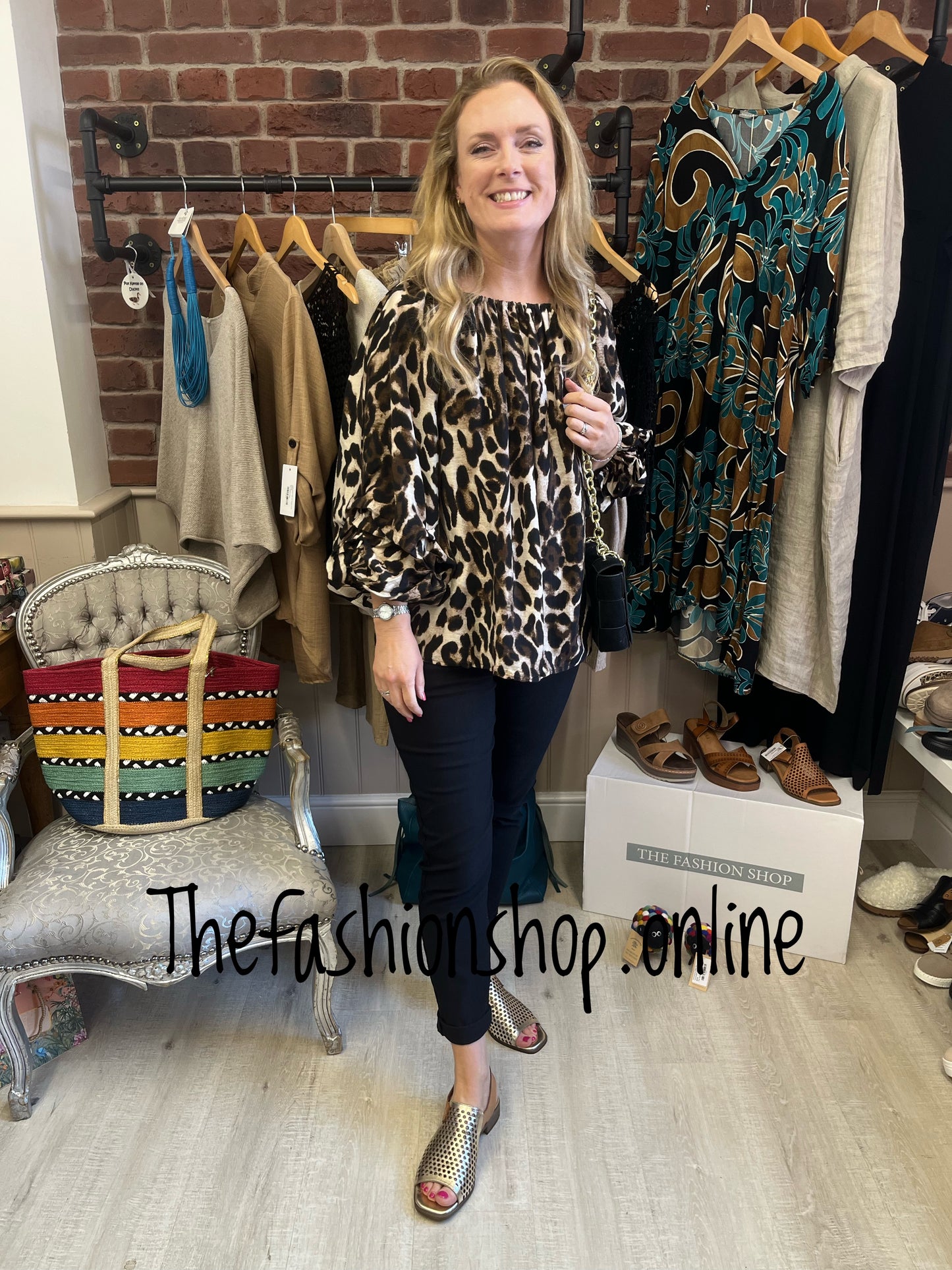 Alice leopard print bardot top sizes 12-14 and 16-18