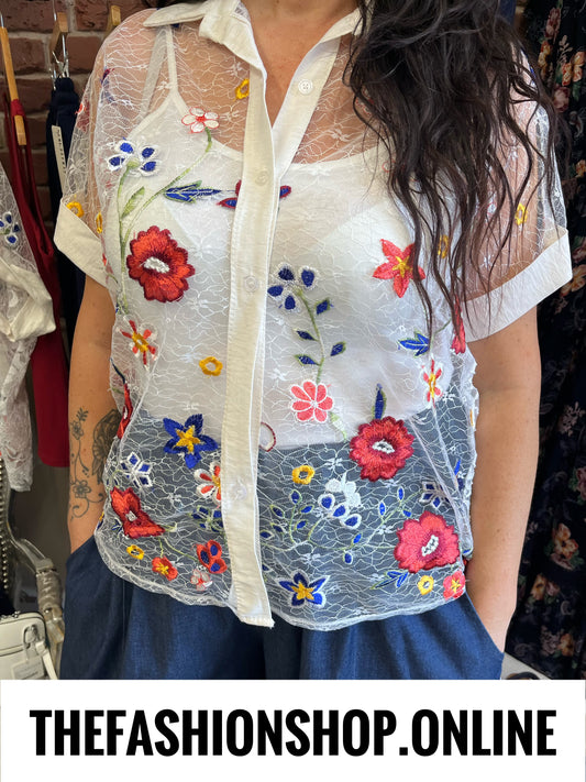 Ashley lace floral blouse with vest 10-16