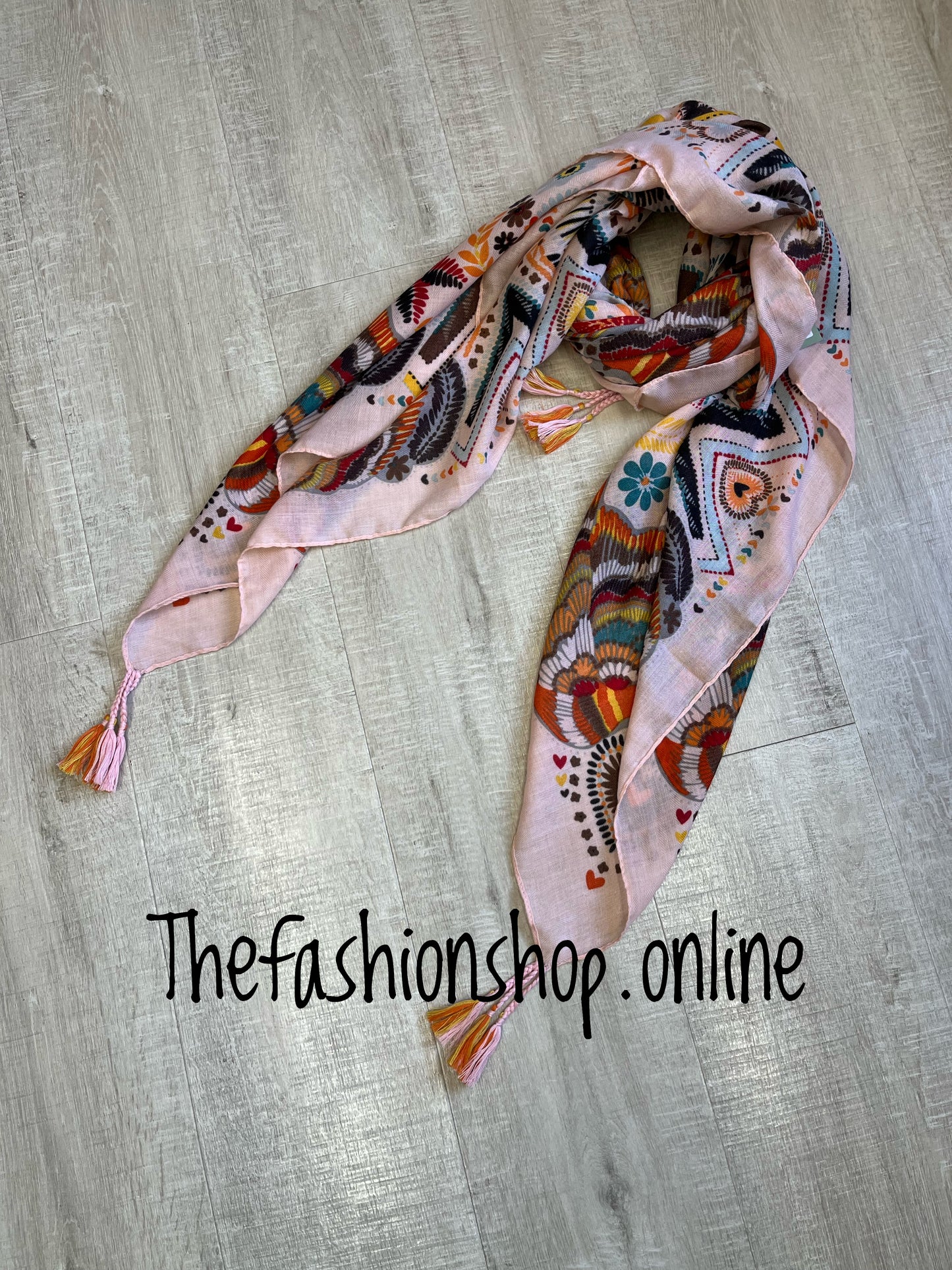 Sarah Tempest pink Swedish print scarf