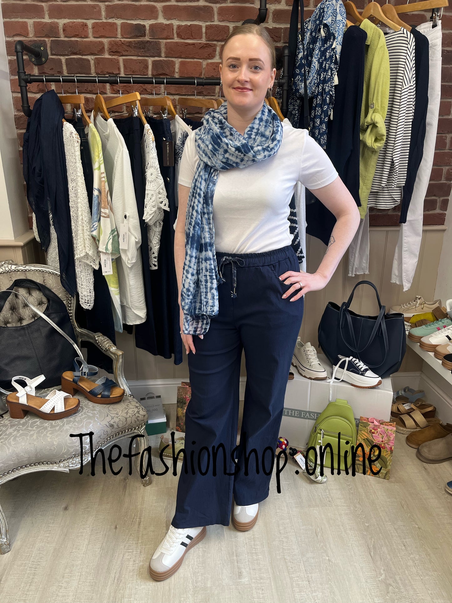 Navy classic magic wide leg trousers 12-18