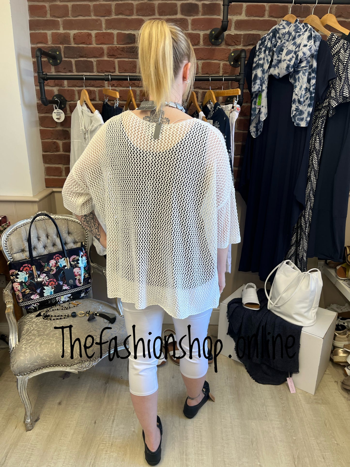 Saloos white crochet summer jumper sizes 12-18