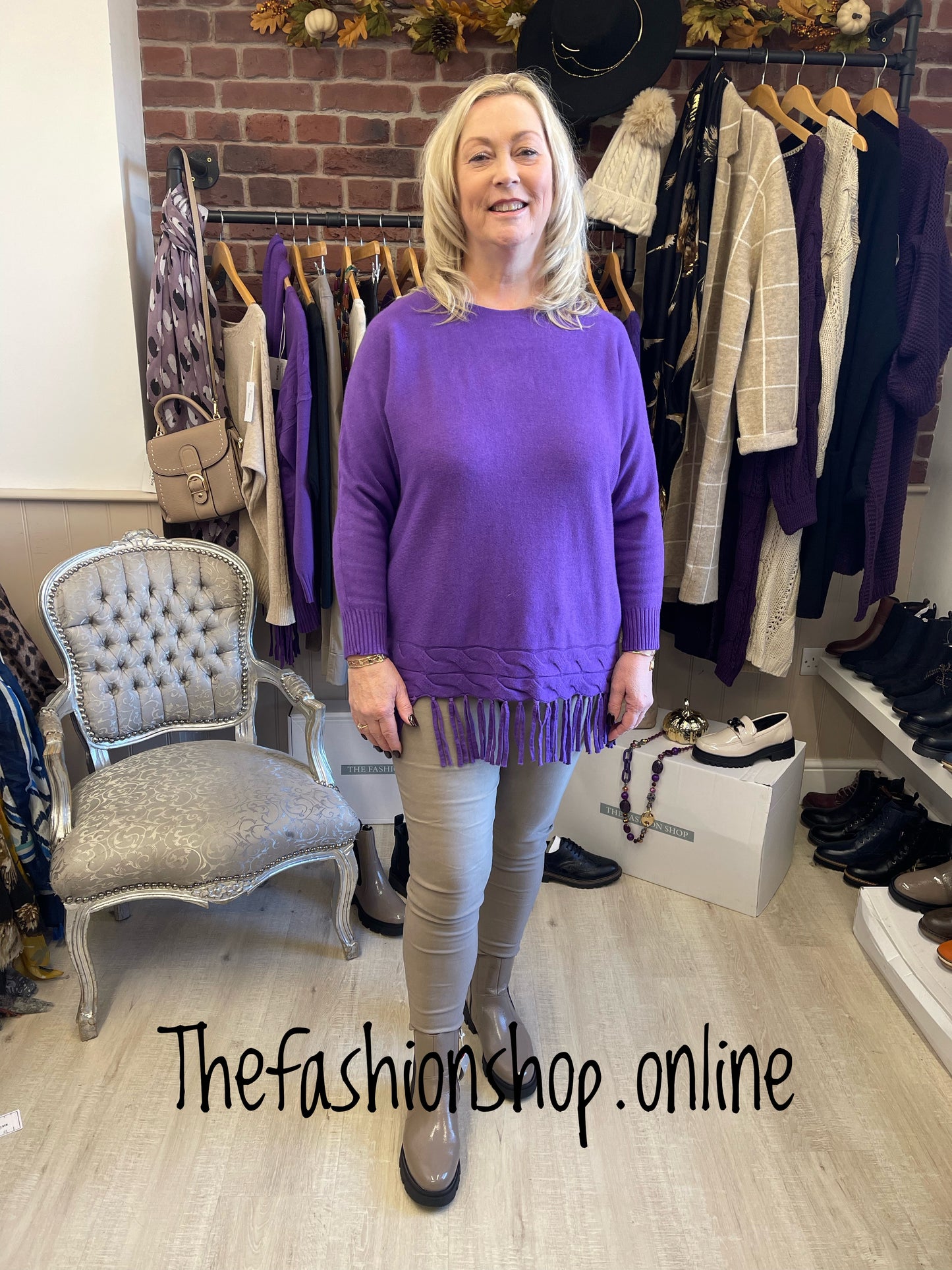 Purple jumper with tassels 12-18