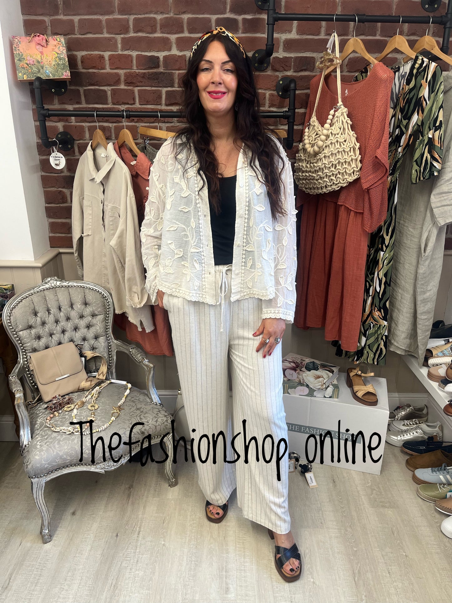 Hattie beige linen mix trousers sizes 10, 12 and 14