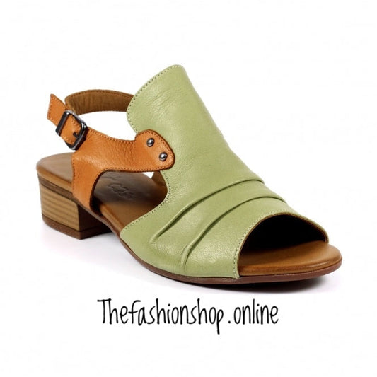 Lunar Jaden khaki and tan leather sandals sizes 4-8