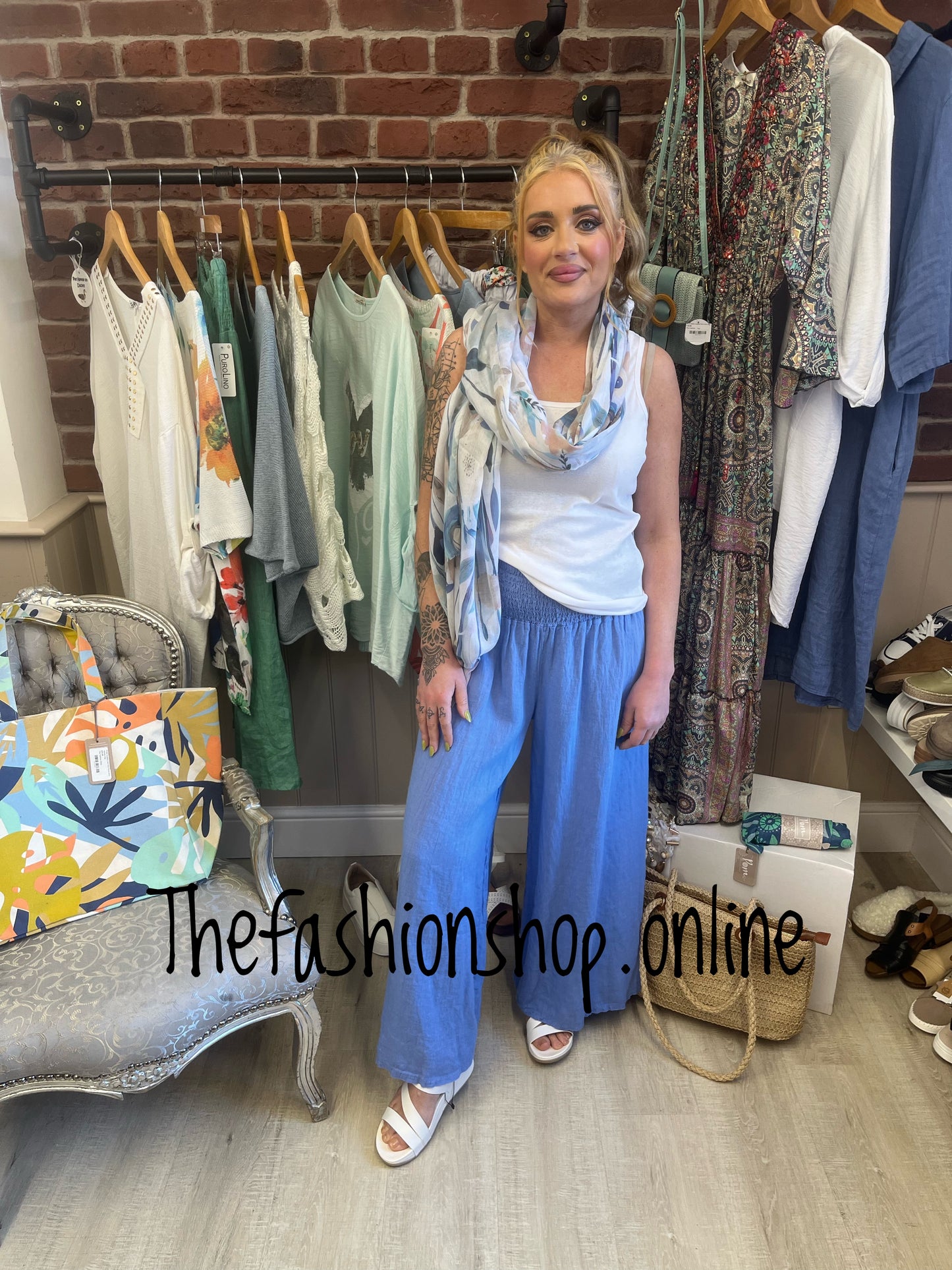 Jennifer blue linen trousers 8-16