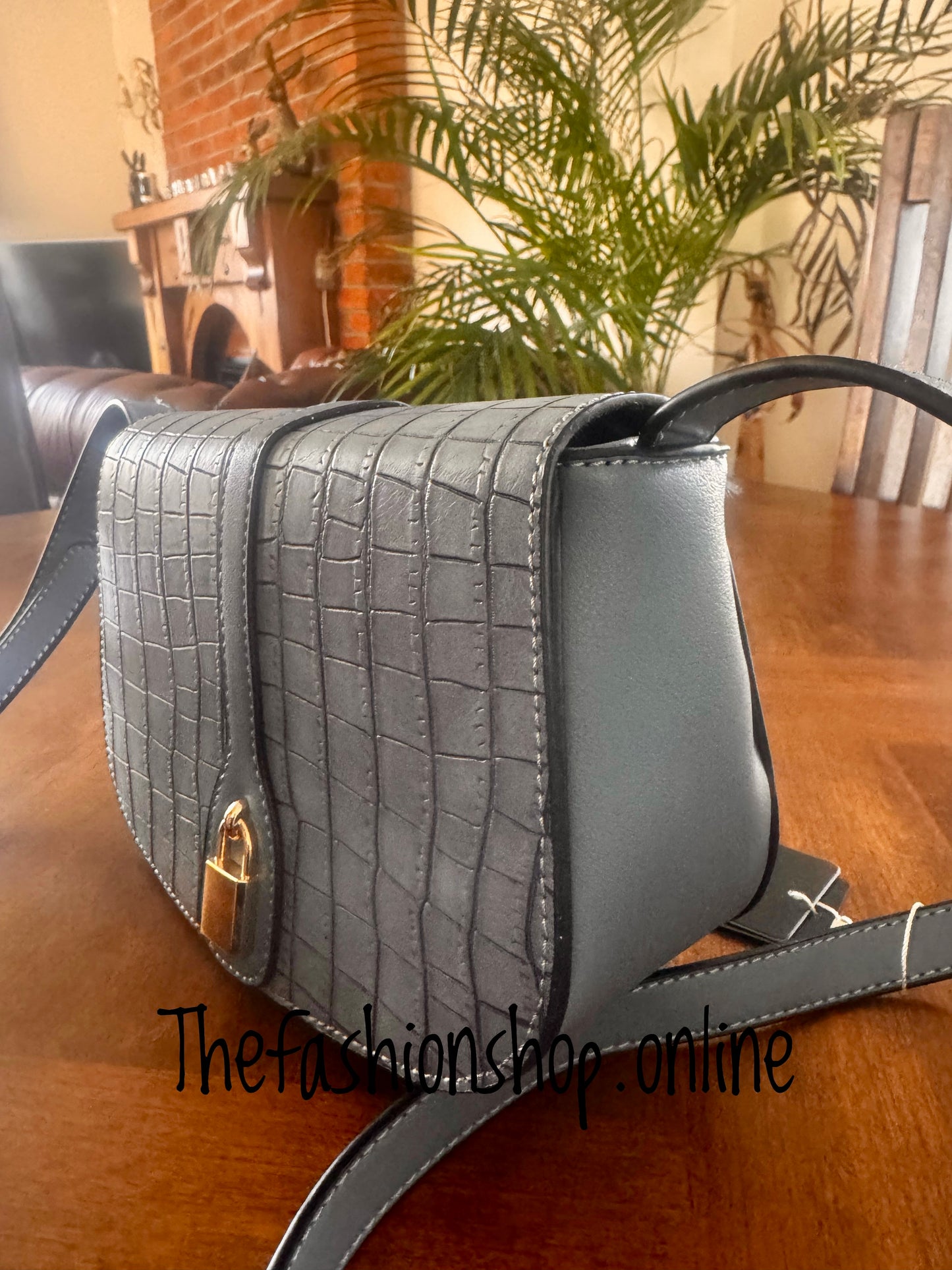Claire Croc Saddle Bag in Denim Blue