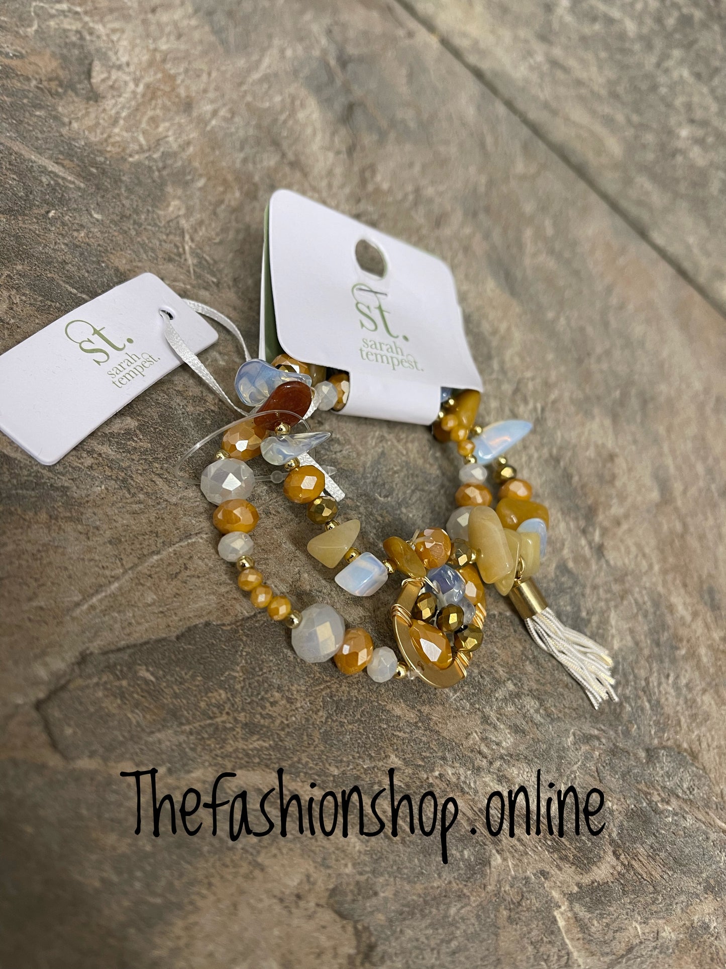 Sarah Tempest beaded tassel double bracelet