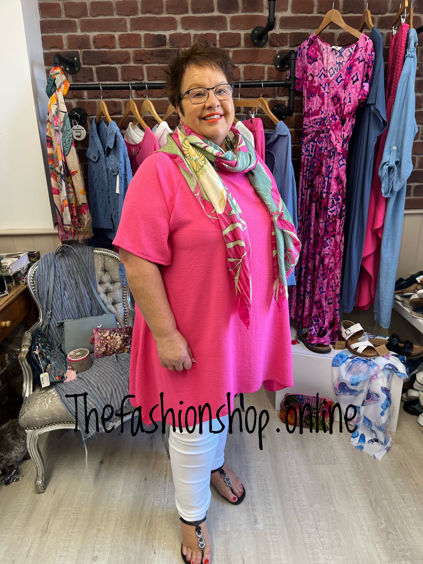 Clarissa hot pink crinkle top 18-24