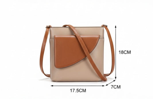 Ladies Binocular Cross Body Bag in Coffee and Tan