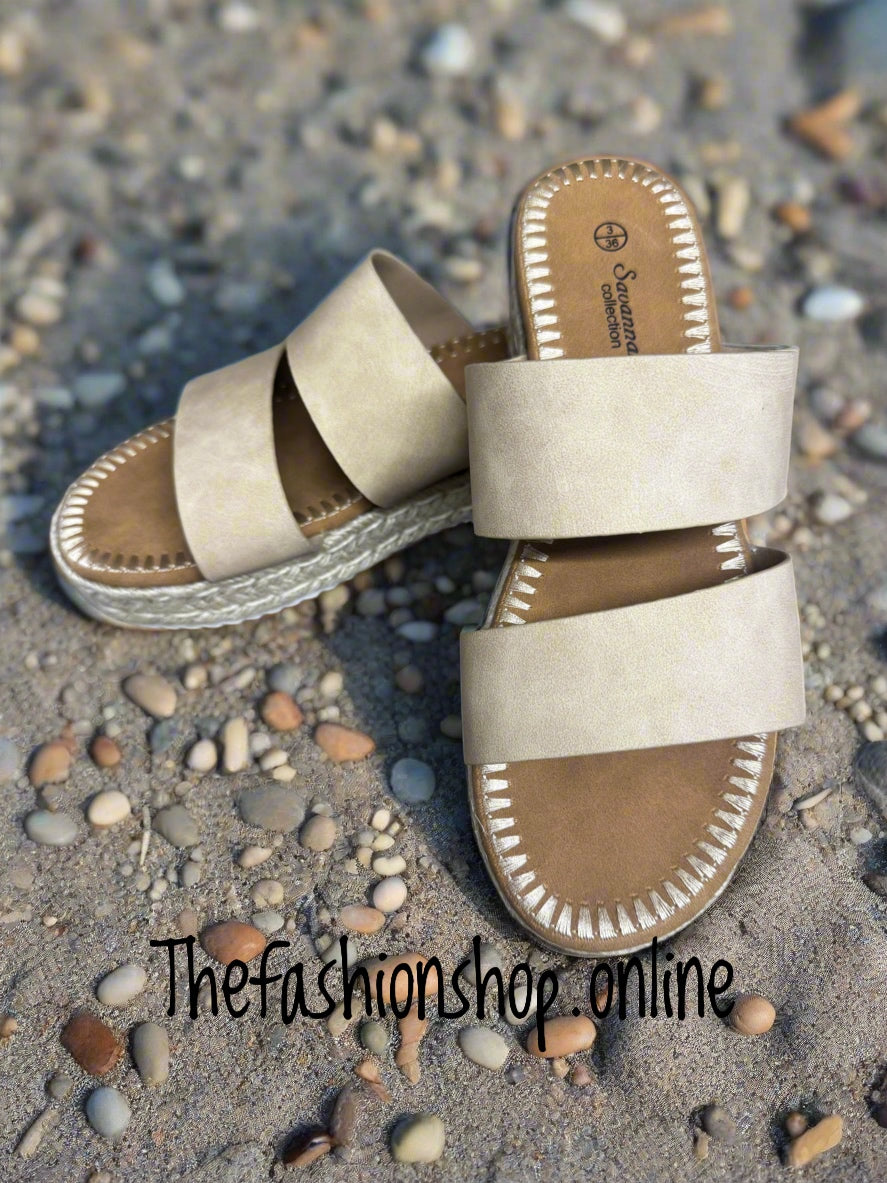 Libby beige slip on mule sizes 3-8 (36-41)