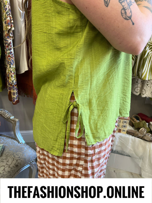 Zuri olive side tie top 8-14