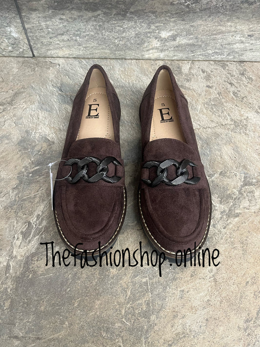 Adeline chocolate brown chain loafer sizes 4-8