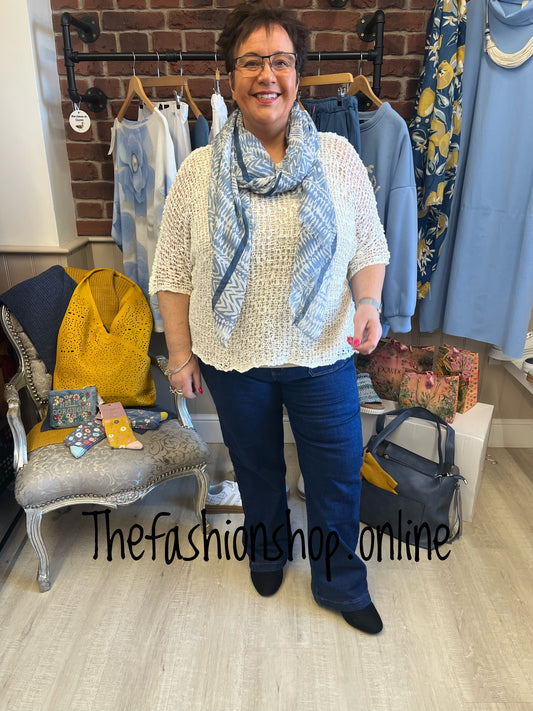 Cream popcorn open knit top 10-20