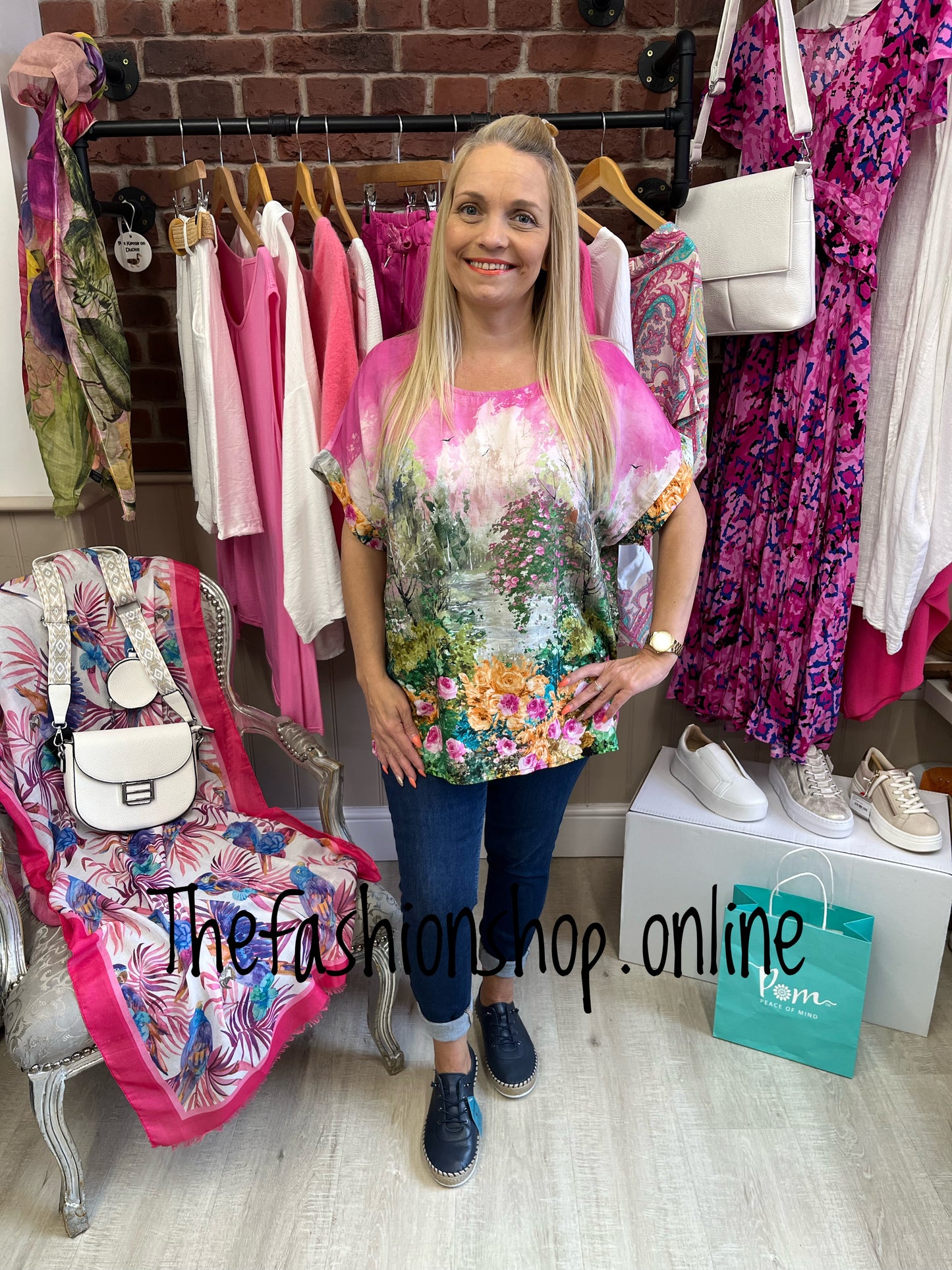 Rose garden top in pink - 12-16