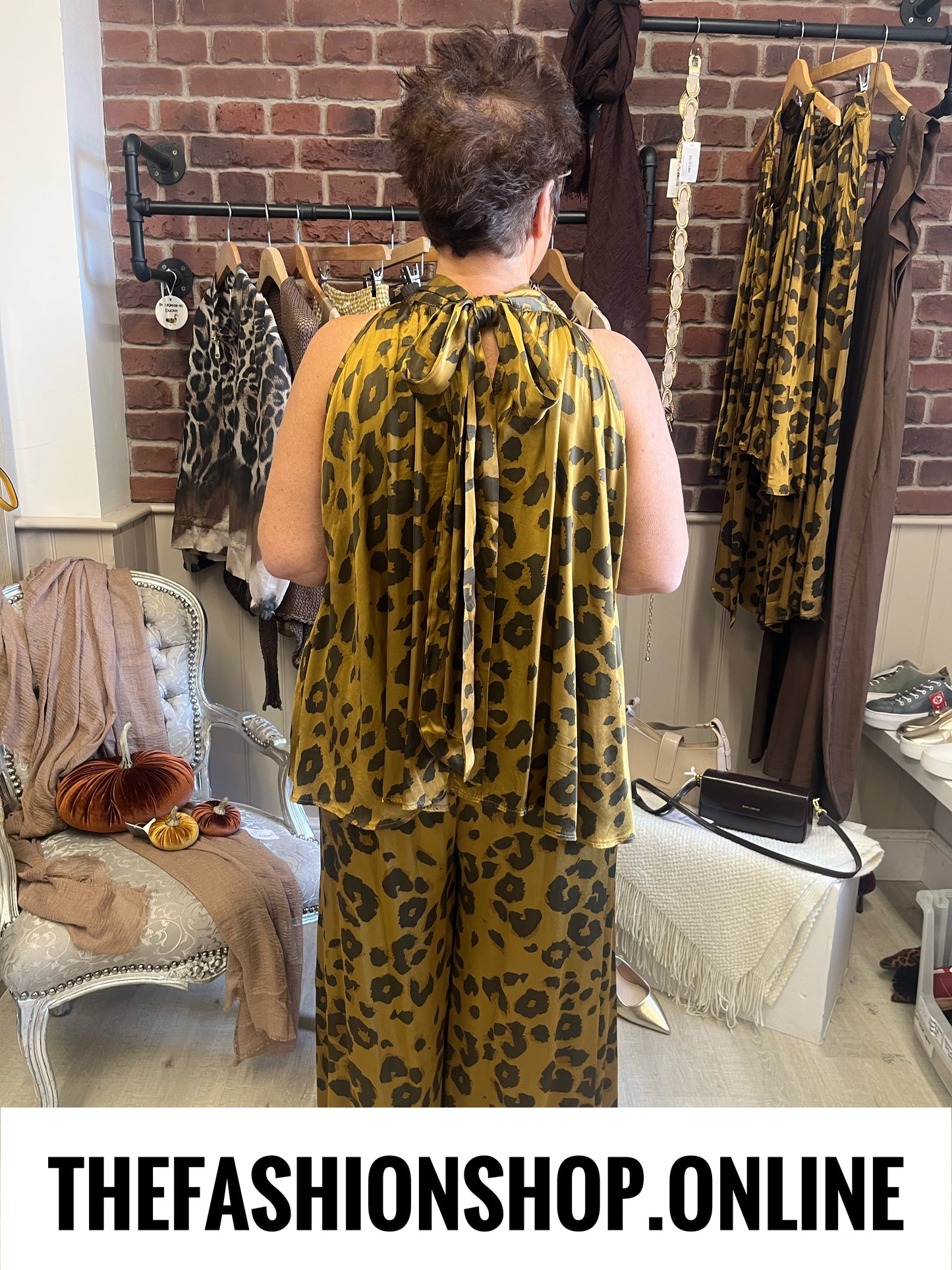 Esme gold and black leopard print trousers 10-16