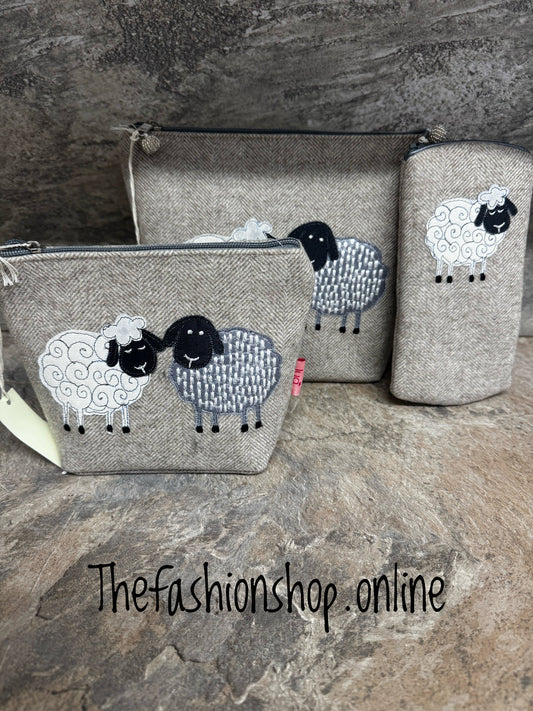 Lua large herringbone sheep cosmetic purse