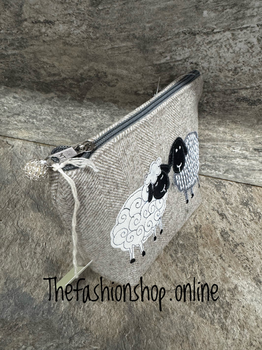 Lua medium herringbone sheep cosmetic purse
