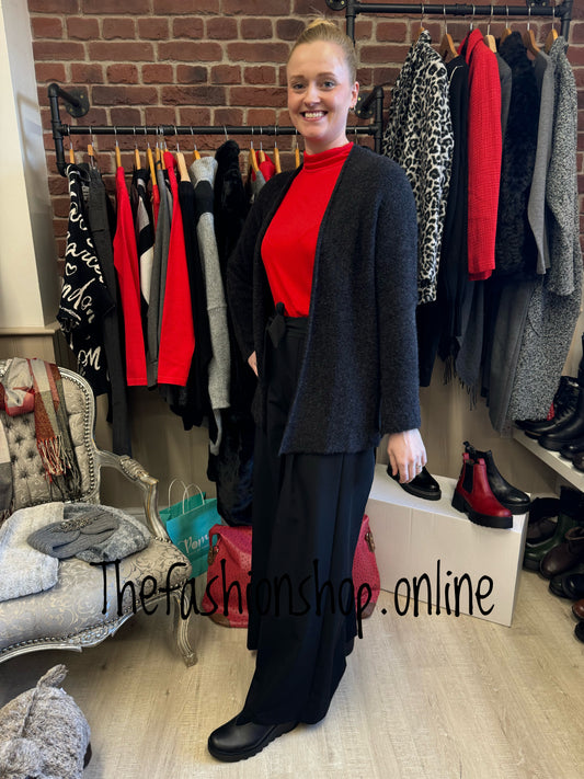 Erika black edge to edge wool mix cardigan 8-16