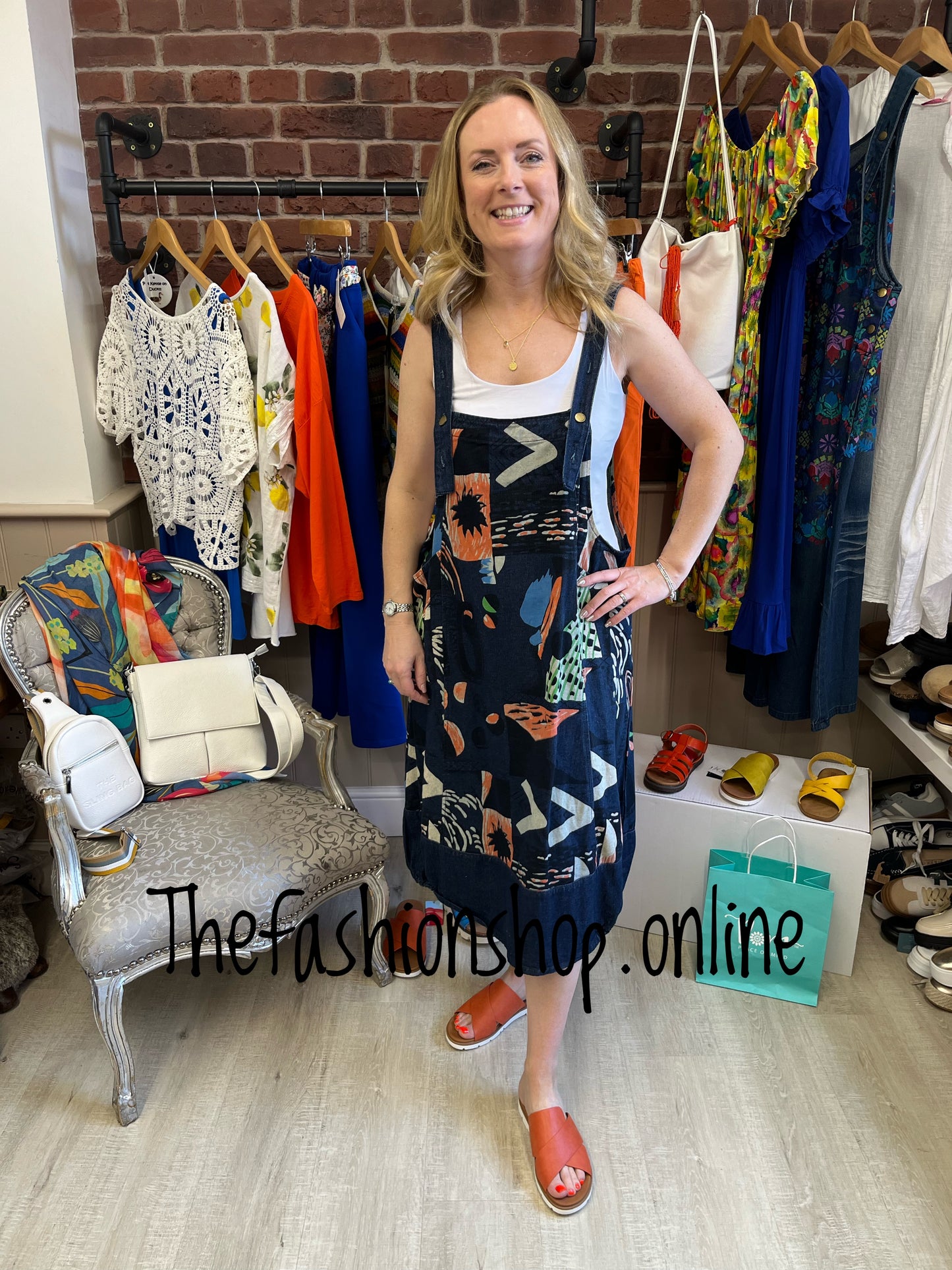 Fly Out pinafore dress in two colours size 10-16