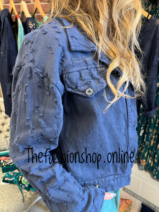 Nina navy blue cotton jacket 8-12