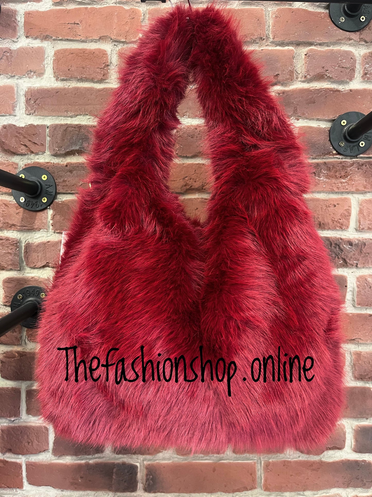 Harlow wine faux fur shoulder bag