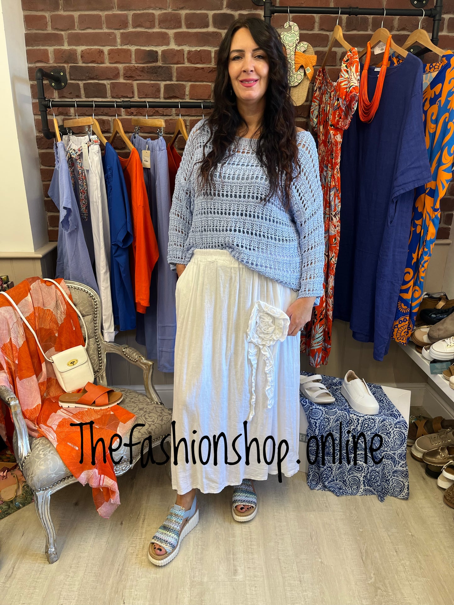 Ella blue crochet top with vest 10-16