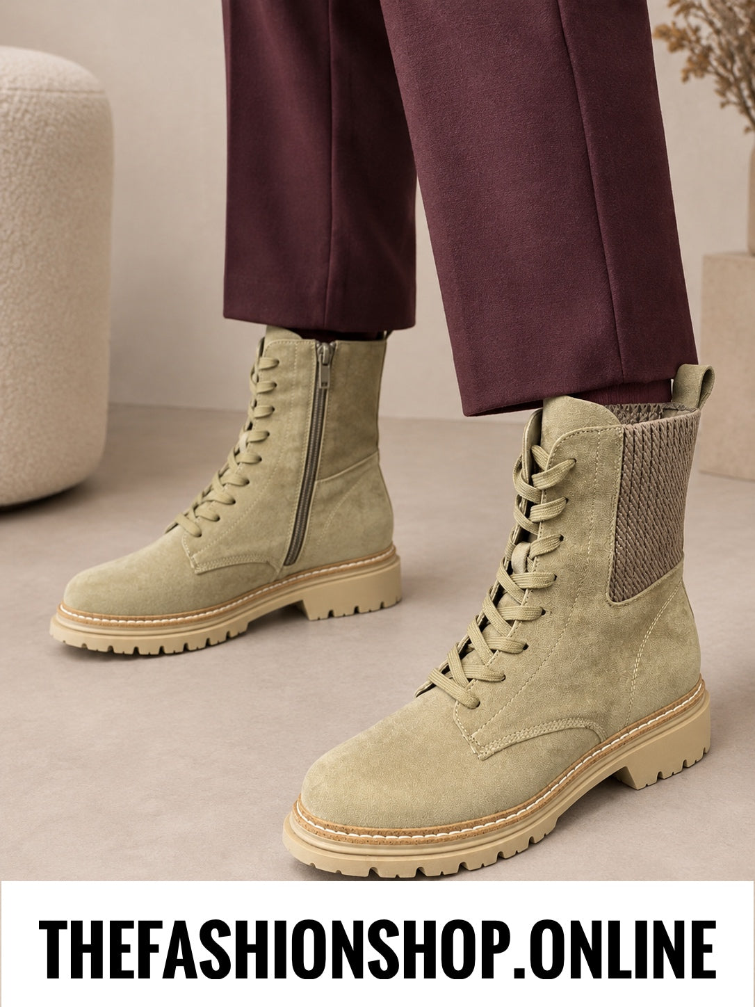 Carter latte combat boots sizes 3-8 (36-41)