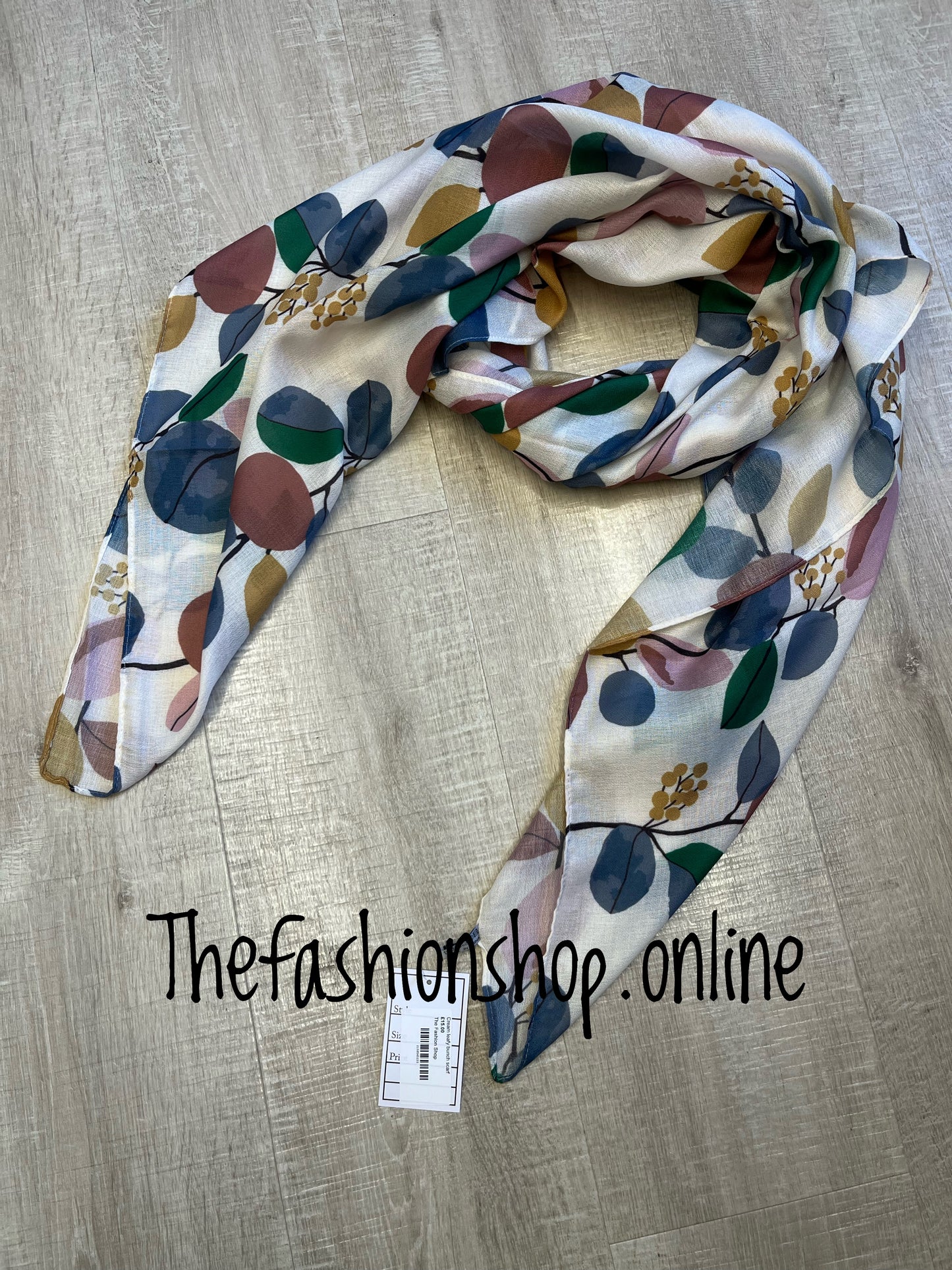 Cream leafy bunch scarf