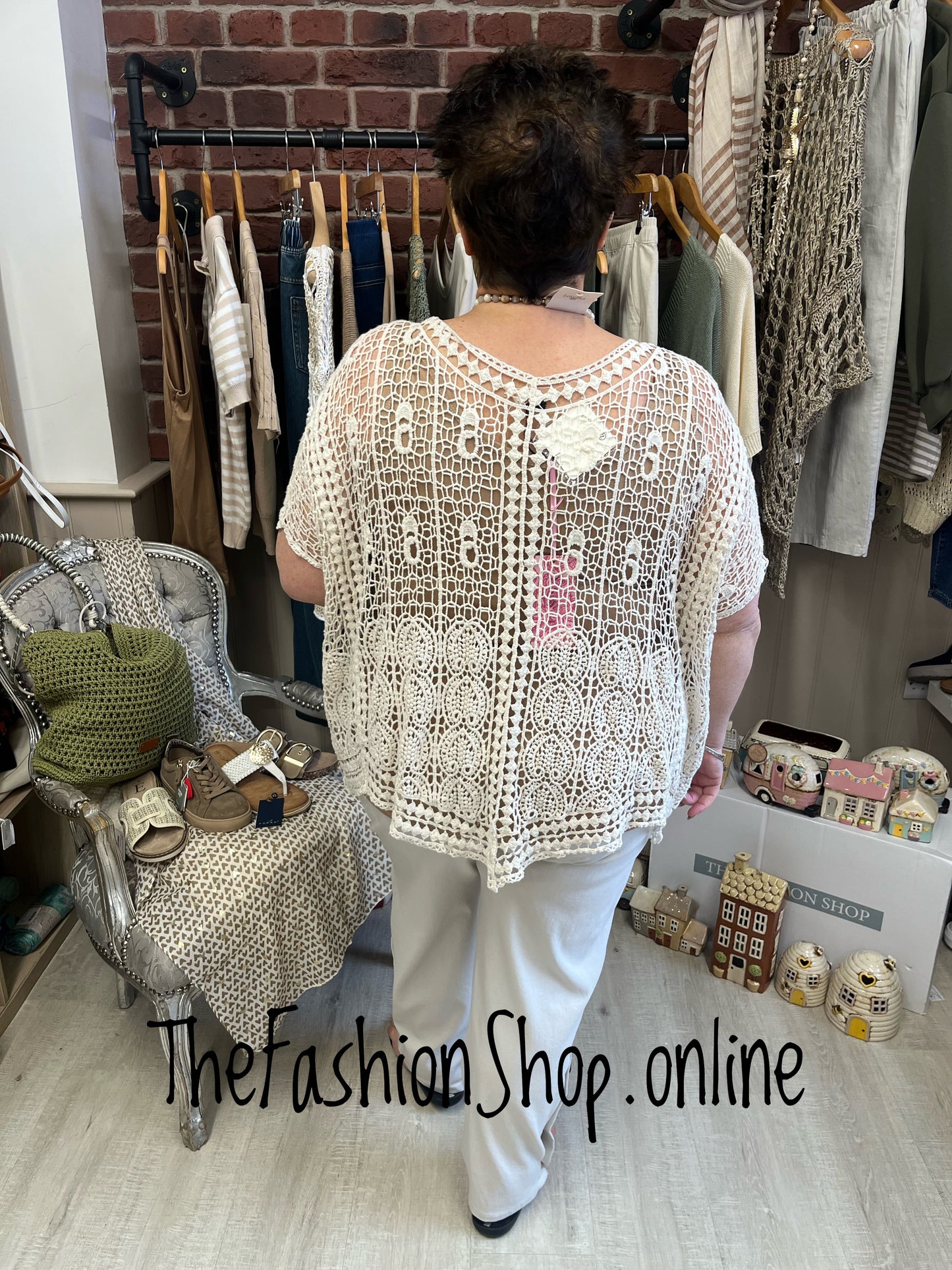 Sadie Cream crochet layering top 14-22