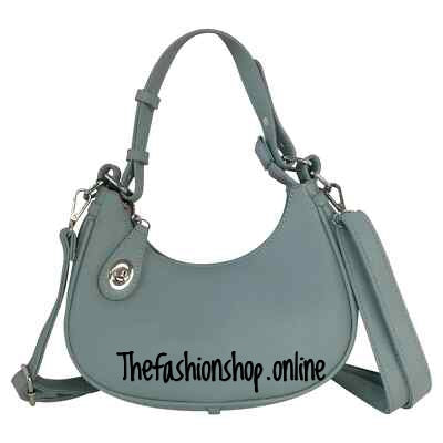 Tara Pale Blue Turn Lock Handle Bag with Shoulder strap