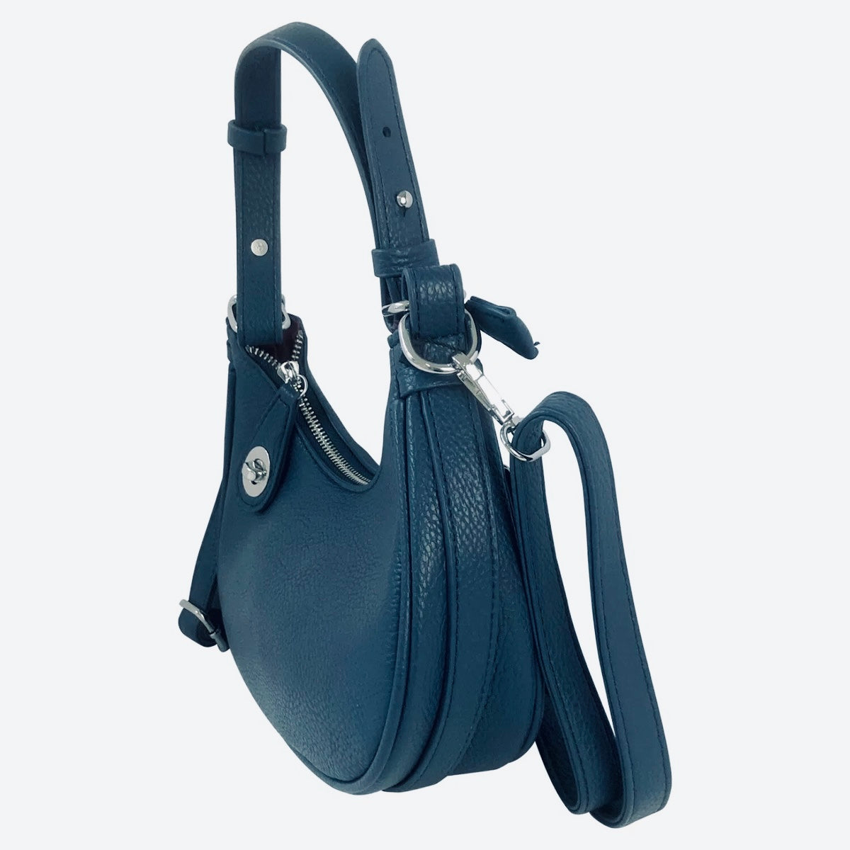 Tara Navy Turn Lock Handle Bag with Shoulder strap