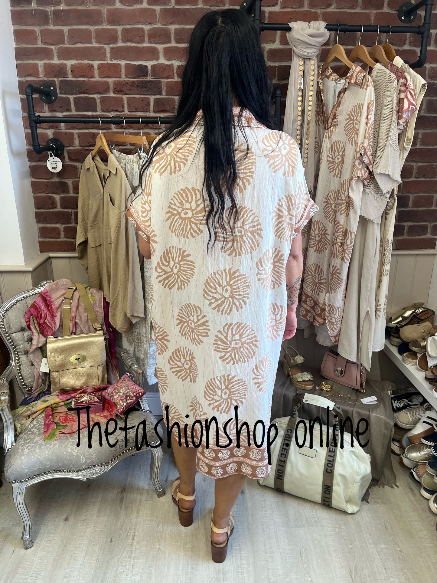 Cairo camel and cream tunic dress 14-22
