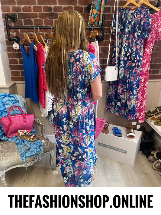 Alice blue tropical summer dress sizes 10-18